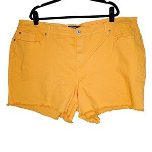 ❤️Torrid 28 Denim Shorts Marigold Yellow Cut Off Stretch High Rise 5" Summer